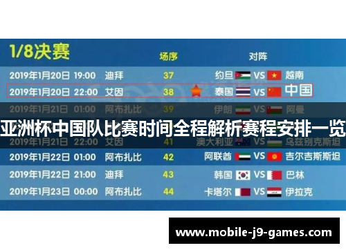 亚洲杯中国队比赛时间全程解析赛程安排一览 亚洲杯中国队比赛时间全程解析赛程安排一览